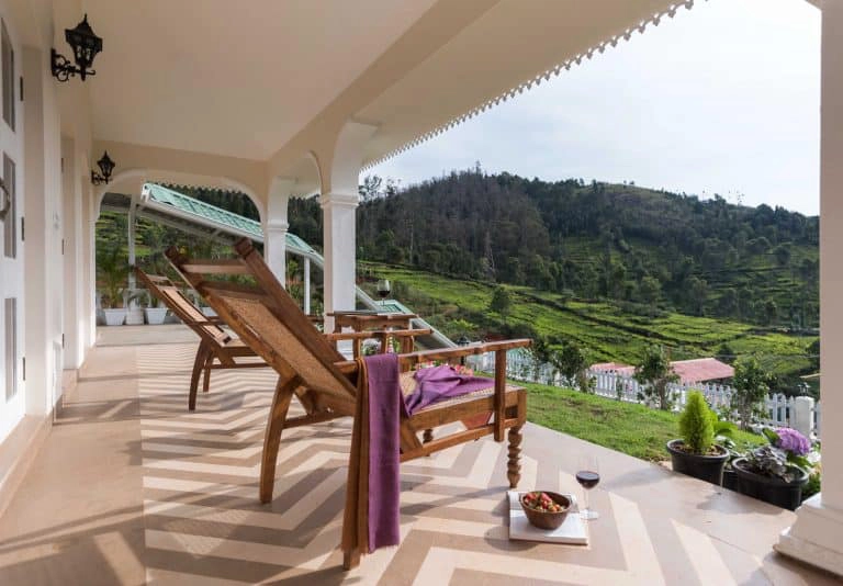 Outdoor seating with a view