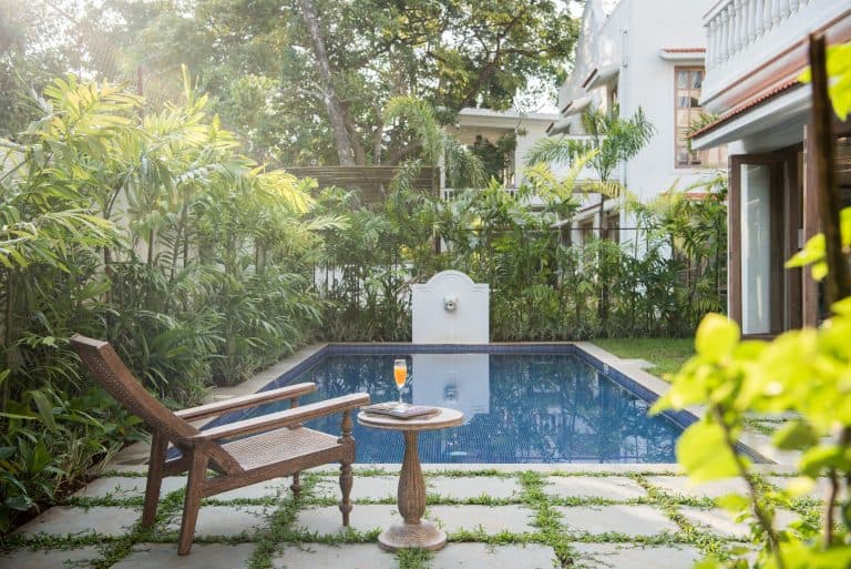 A peaceful time besides the pool