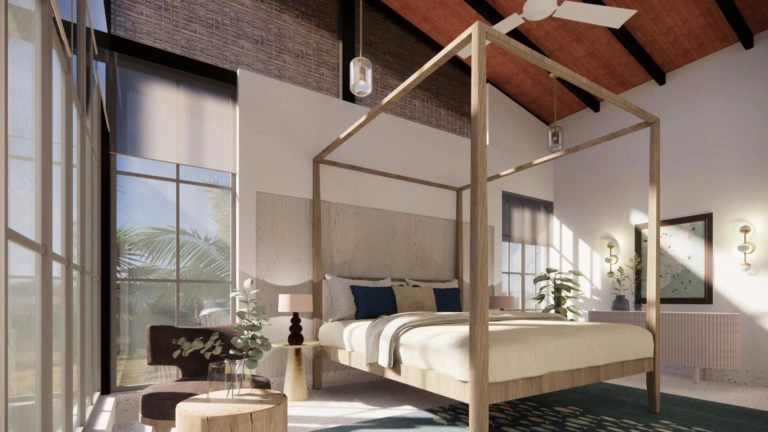Premium bedroom with elegant decor inside Siena Villa D in Alibaug