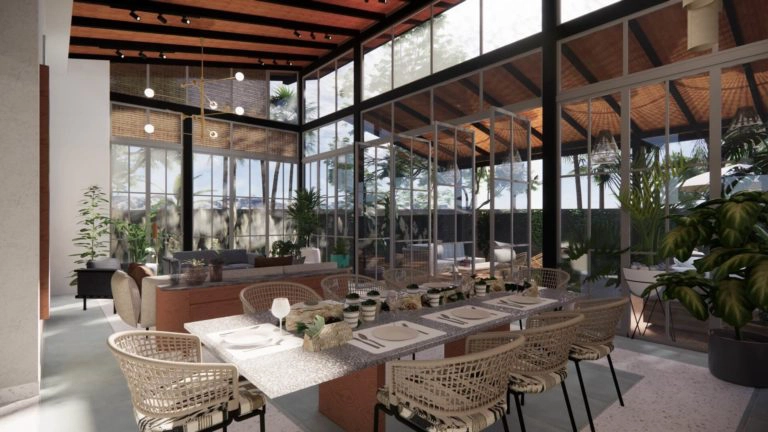 Spacious living and dining area with modern interiors at Siena Villa D in Alibaug