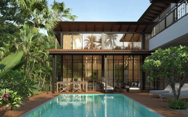 Exterior architecture of Siena Vaddo Villa A, a luxury villa in Alibaug