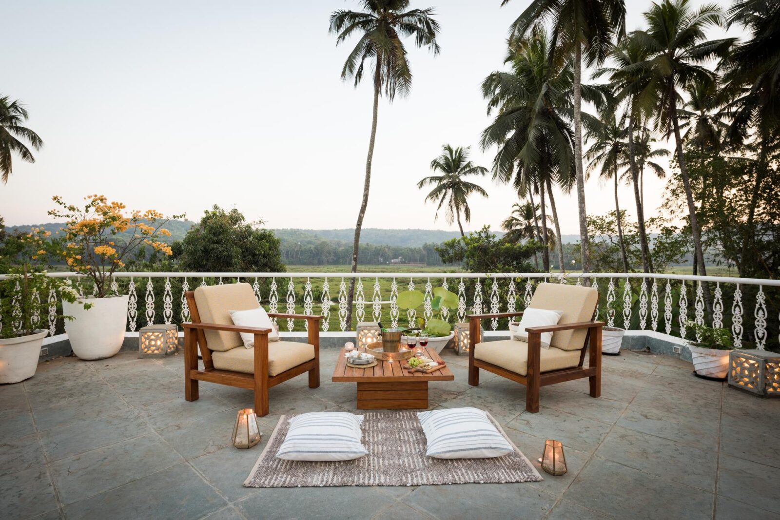 Villa Loto Bianco - Private Pool Villa in Goa - Elegant Terrace View