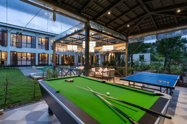 Recreation and entertainment space at Riyuvann Estate luxury villa in Alibaug