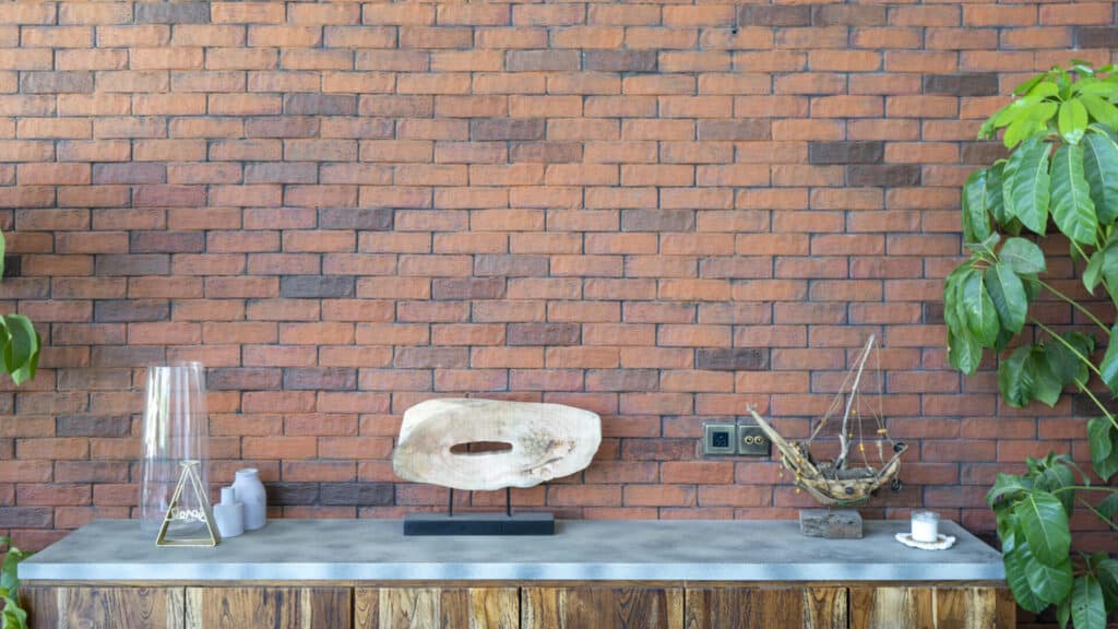 Villa in Alibaug with Swimming Pool - Living Room Brick Wall