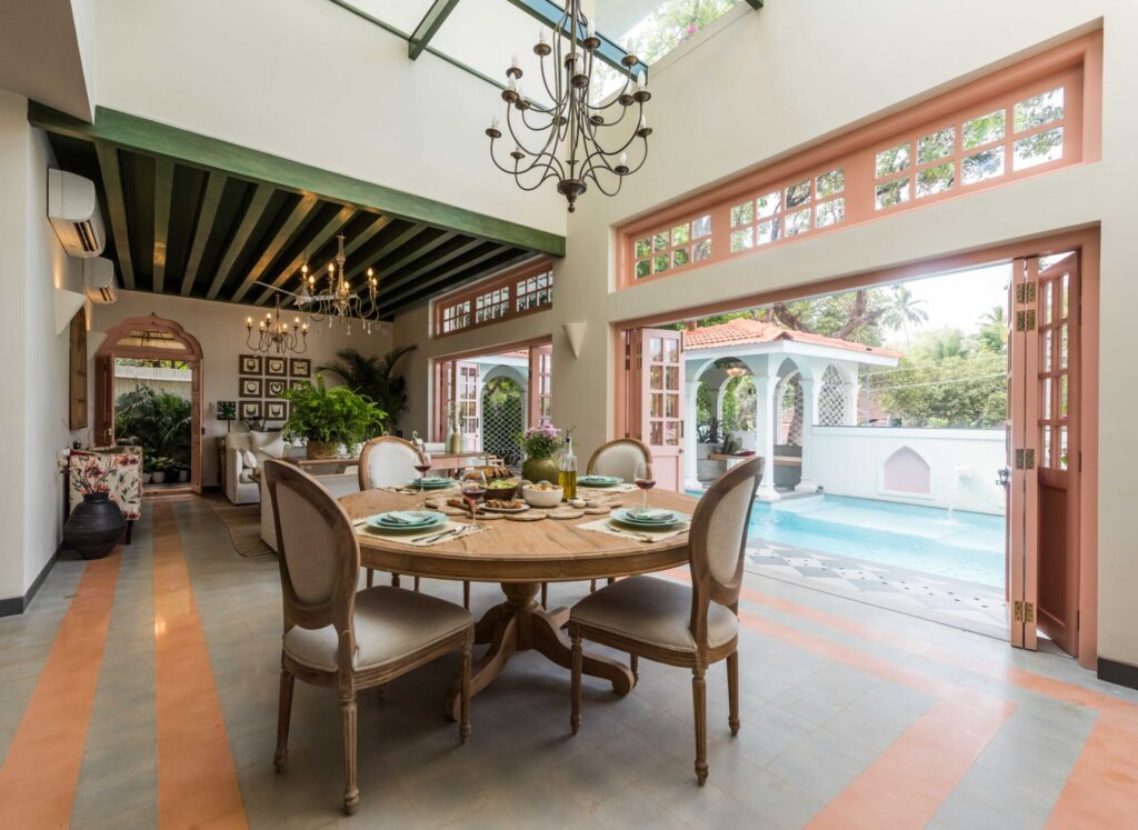 Buy Luxury Villa in Goa - Dining Area with poolside view