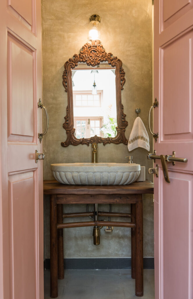 Luxury Villa in Goa - Elegant Bathroom with Mirror